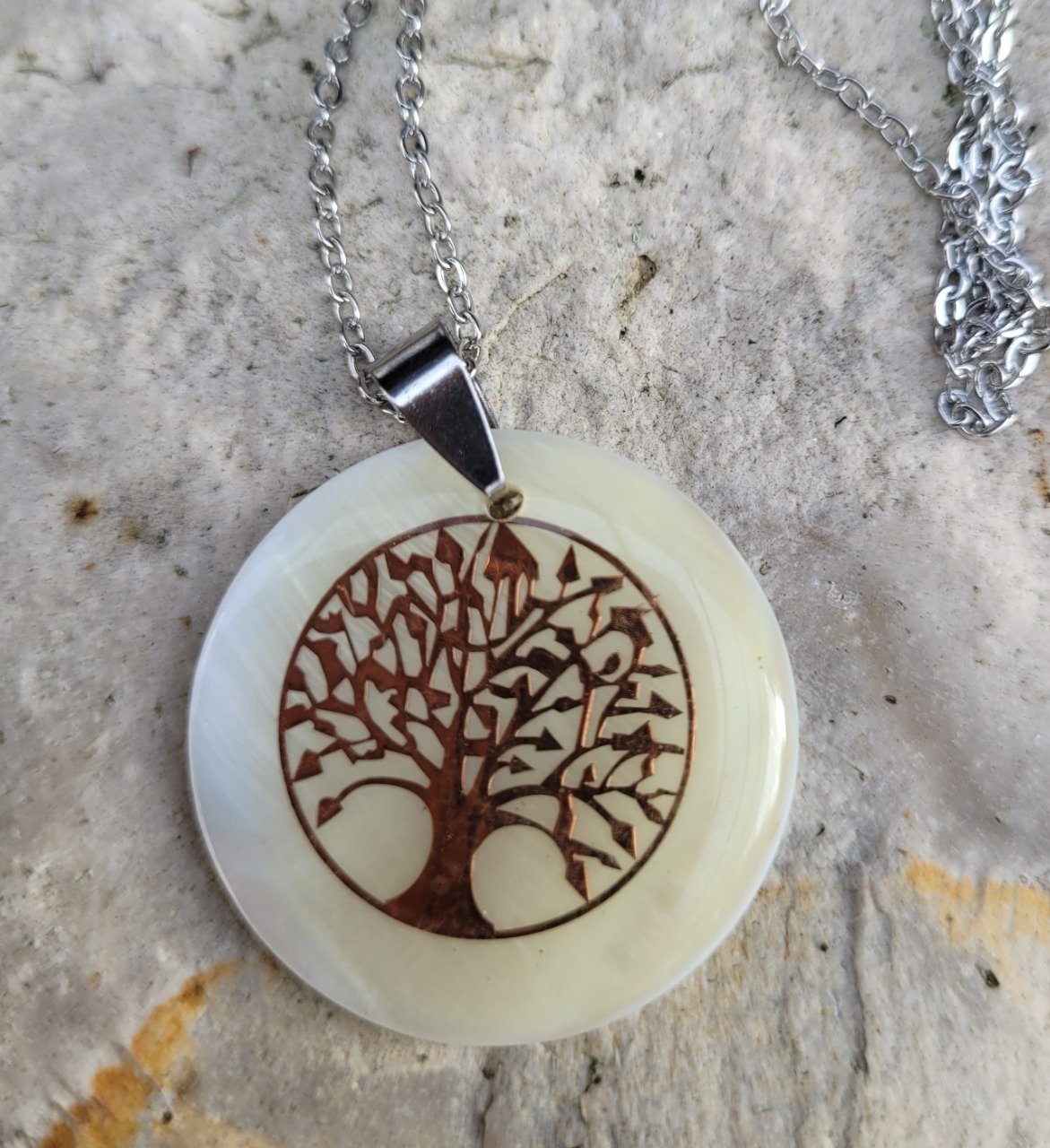 Pendentif coquillage et arbre de vie or rose - Coralie-shop