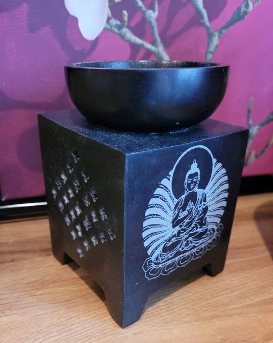 Brûle-Parfum en pierre à savon avec Bouddha