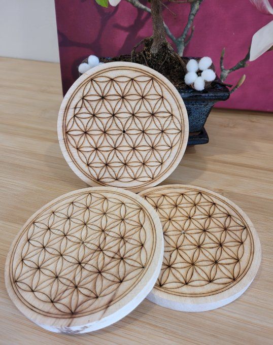 Porte encens Fleur de vie en bois 10cm