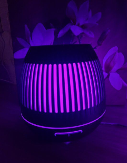 Diffuseur d'arôme ultrasonique Bulle bois foncé leds 7 couleurs 400ML