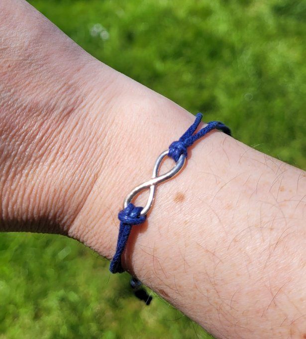 Bracelet en coton réglable- signe infinité en métal- coloris au choix - Copie