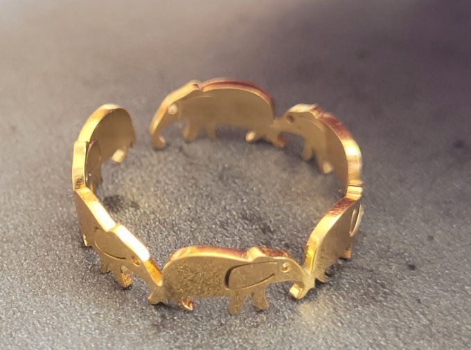 Bague Éléphants dorée 