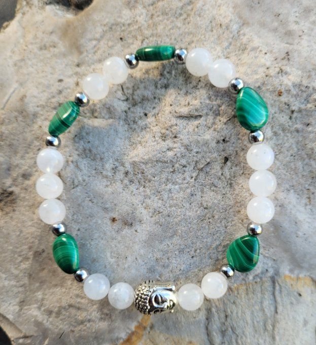 Bracelet Pierre de Lune et Malachite 