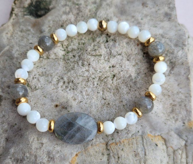 Bracelet Durga Labradorite et Nacre