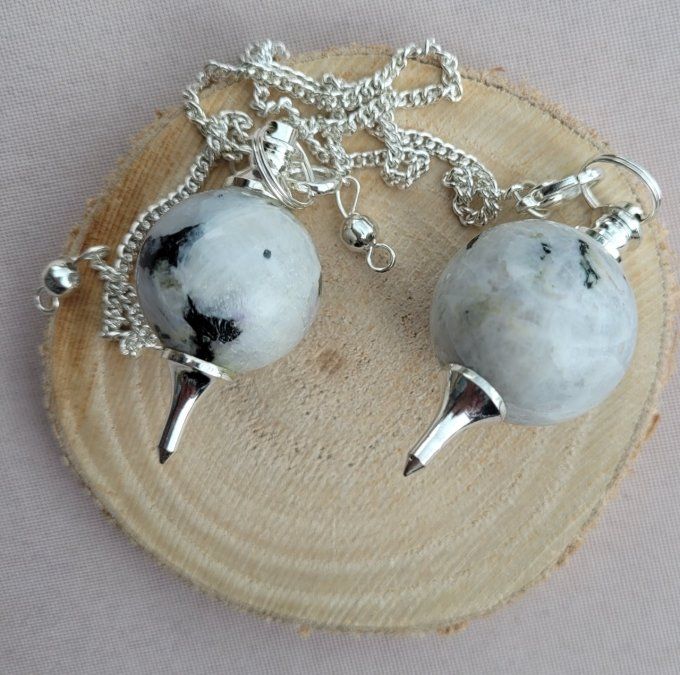 Pendule en Peristerite (Labradorite blanche) 