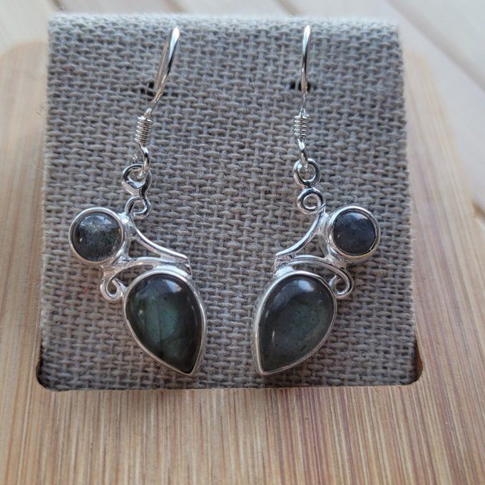 Boucles d'oreilles Labradorite et argent  925