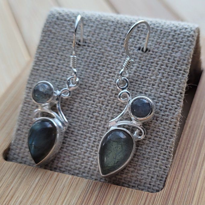 Boucles d'oreilles Labradorite et argent  925