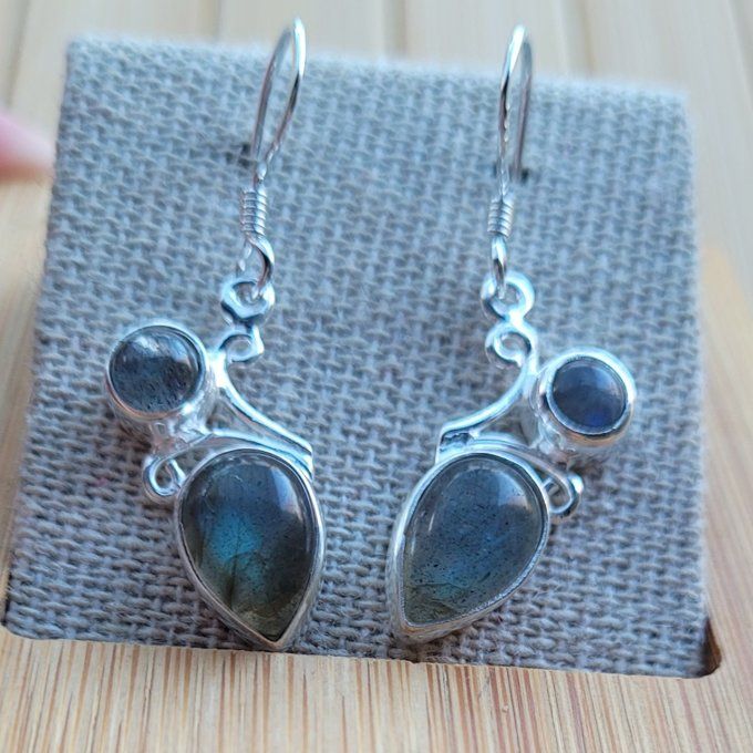 Boucles d'oreilles Labradorite et argent  925