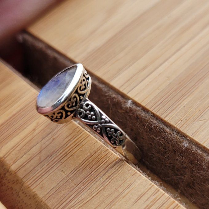 Bague Pierre de Lune et argent 925 Taille 54 et 58