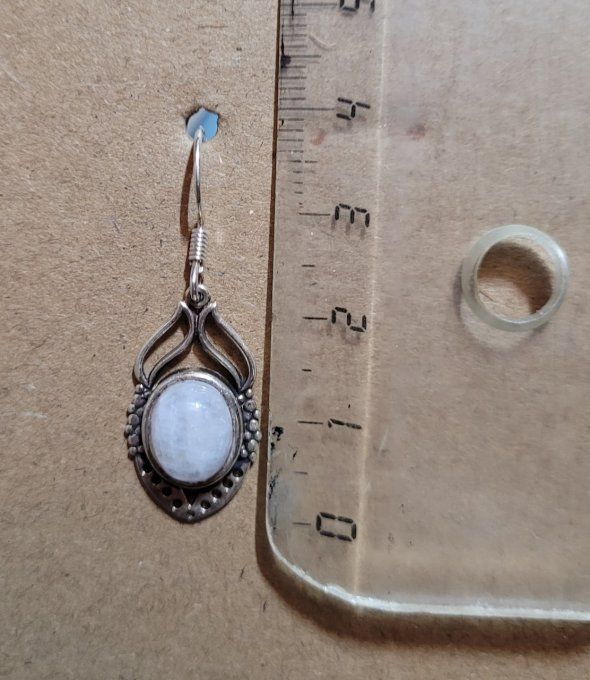 Boucles d'oreilles Pierre de Lune et argent  925