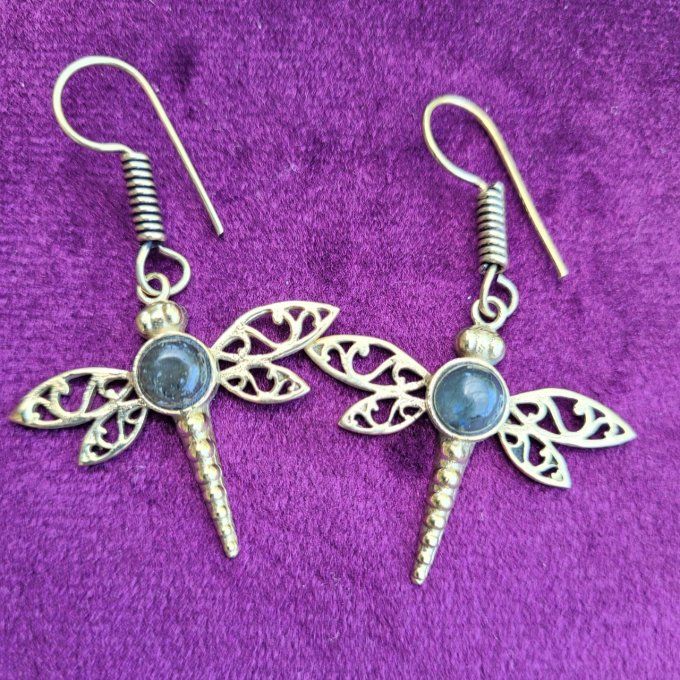 Boucles d'oreilles papillon Labradorite
