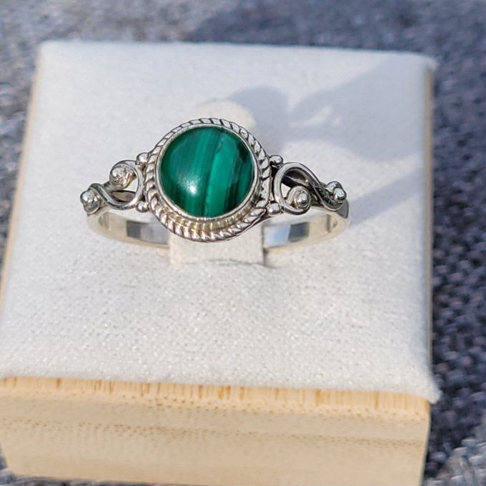 Bague Malachite et argent 925 Taille 59