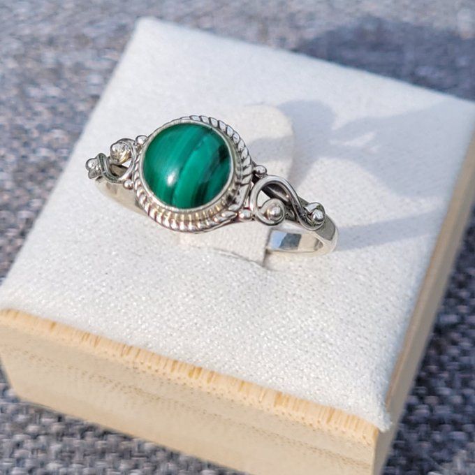 Bague Malachite et argent 925 Taille 59