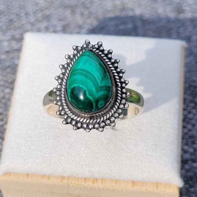 Bague Malachite et argent 925 Taille 56