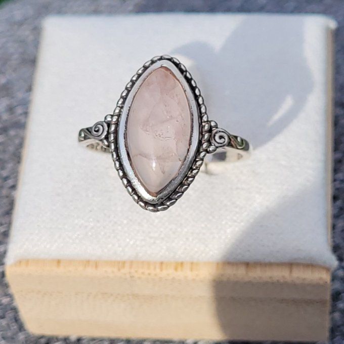 Bague en Quartz rose  et argent 925 Taille 53