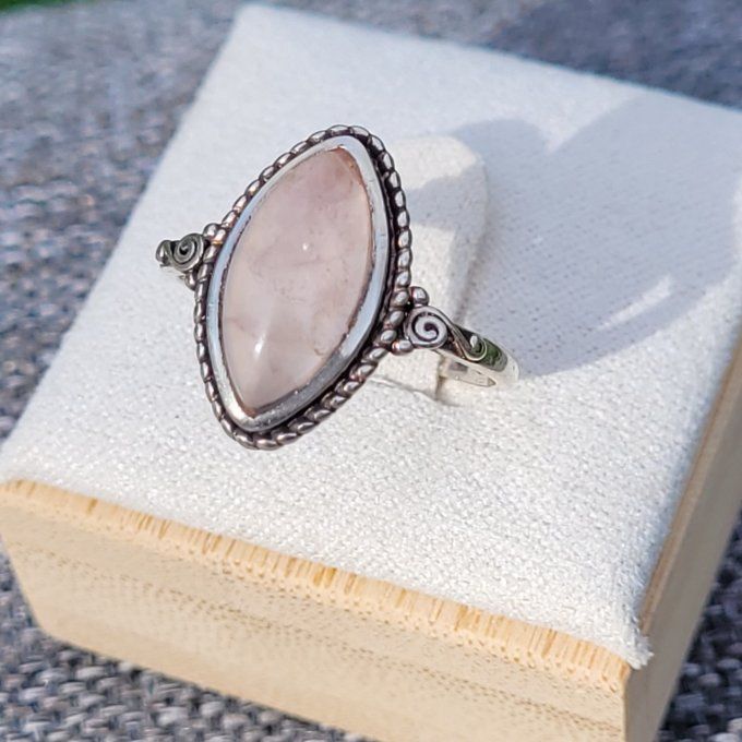 Bague en Quartz rose  et argent 925 Taille 53