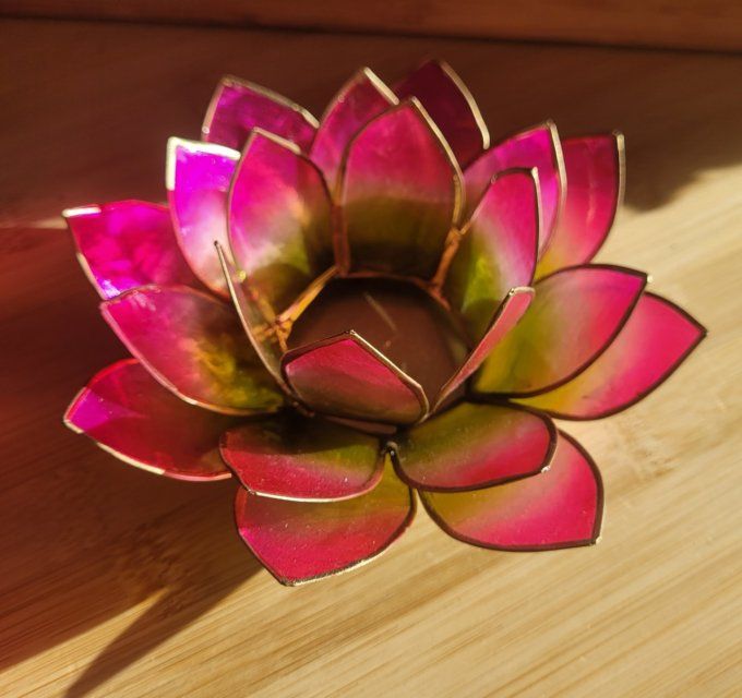 bougeoir-lotus-vert-rose