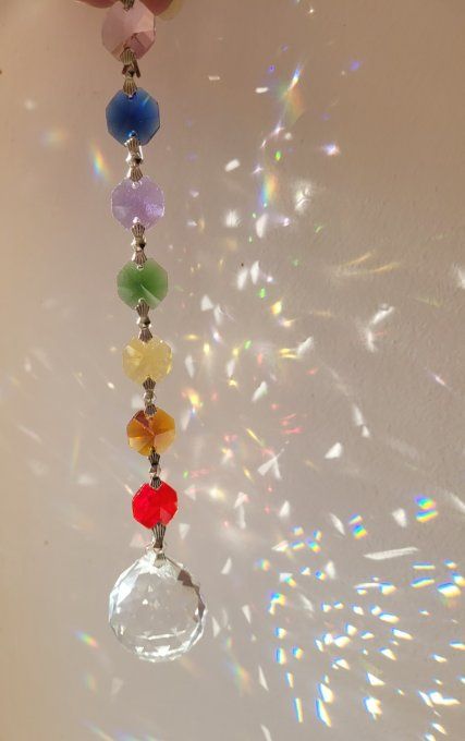 Boule de cristal attrape soleil de fenêtre et 7 chakras