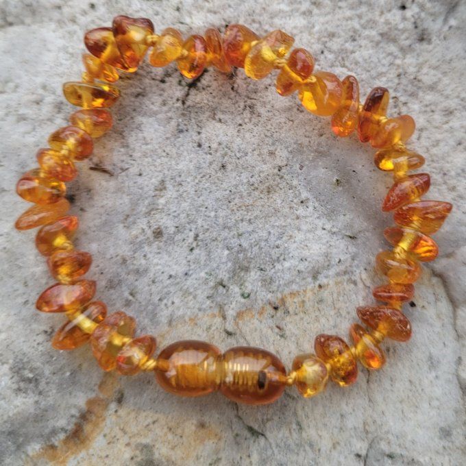 Bracelet en Ambre orange pour enfant avec fermoir à vis