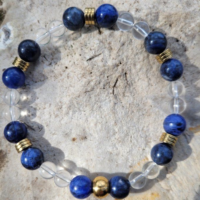 Bracelet Sodalite et Cristal de Roche