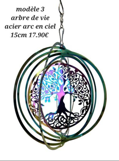Mobile arbre de vie en acier inoxydable arc en ciel 15 cm 