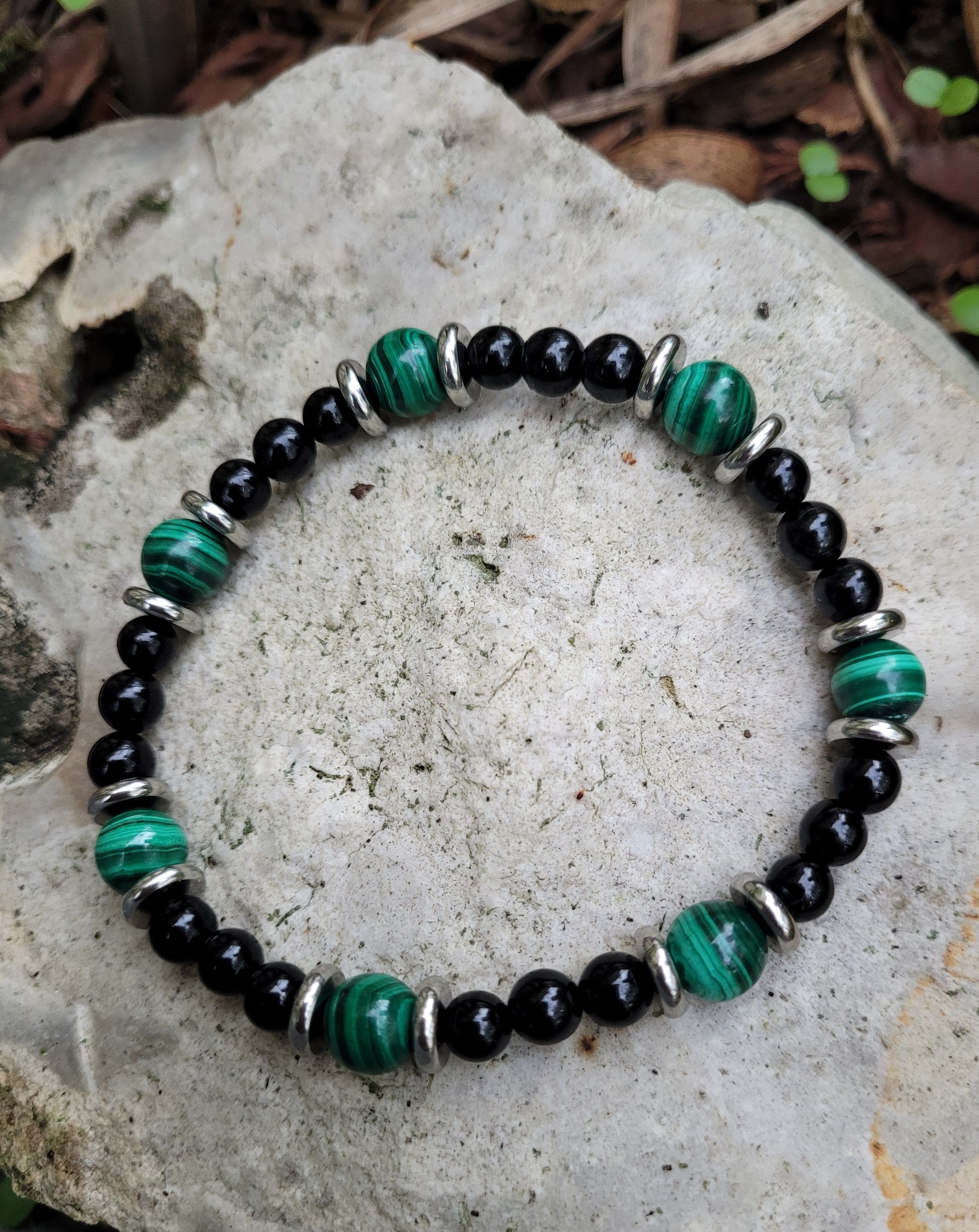 Malachite et Tourmaline noire