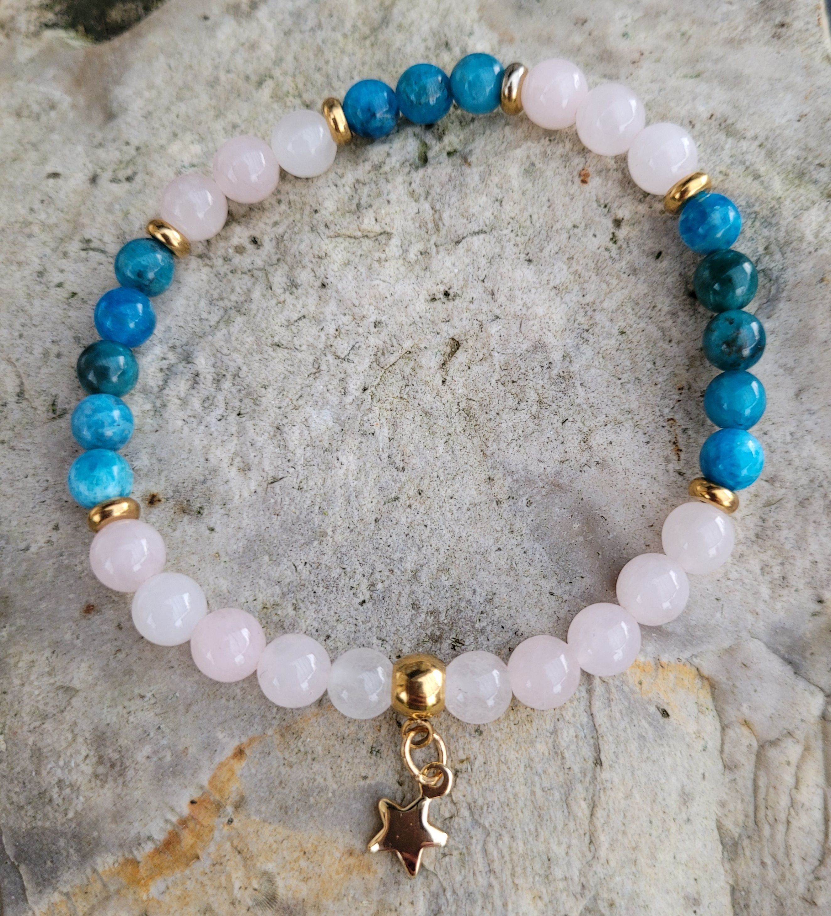 Apatite bleue et Quartz rose