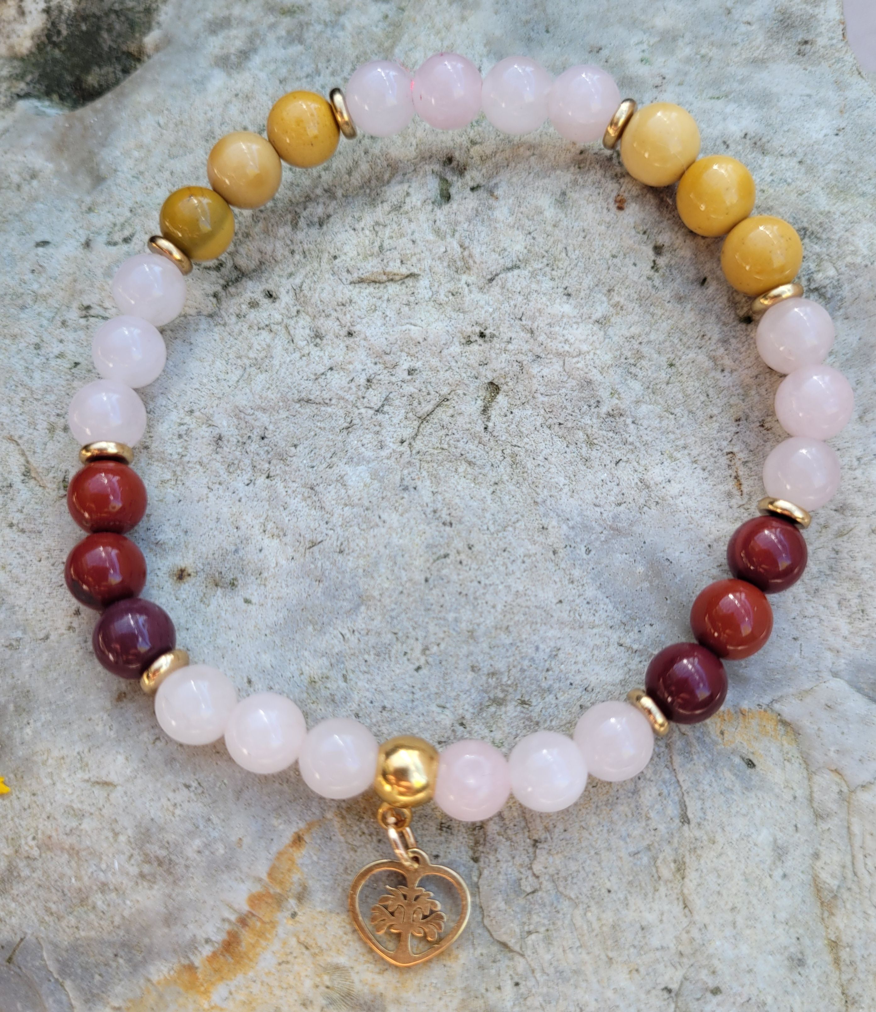 Quartz rose et Jaspe Mookaite