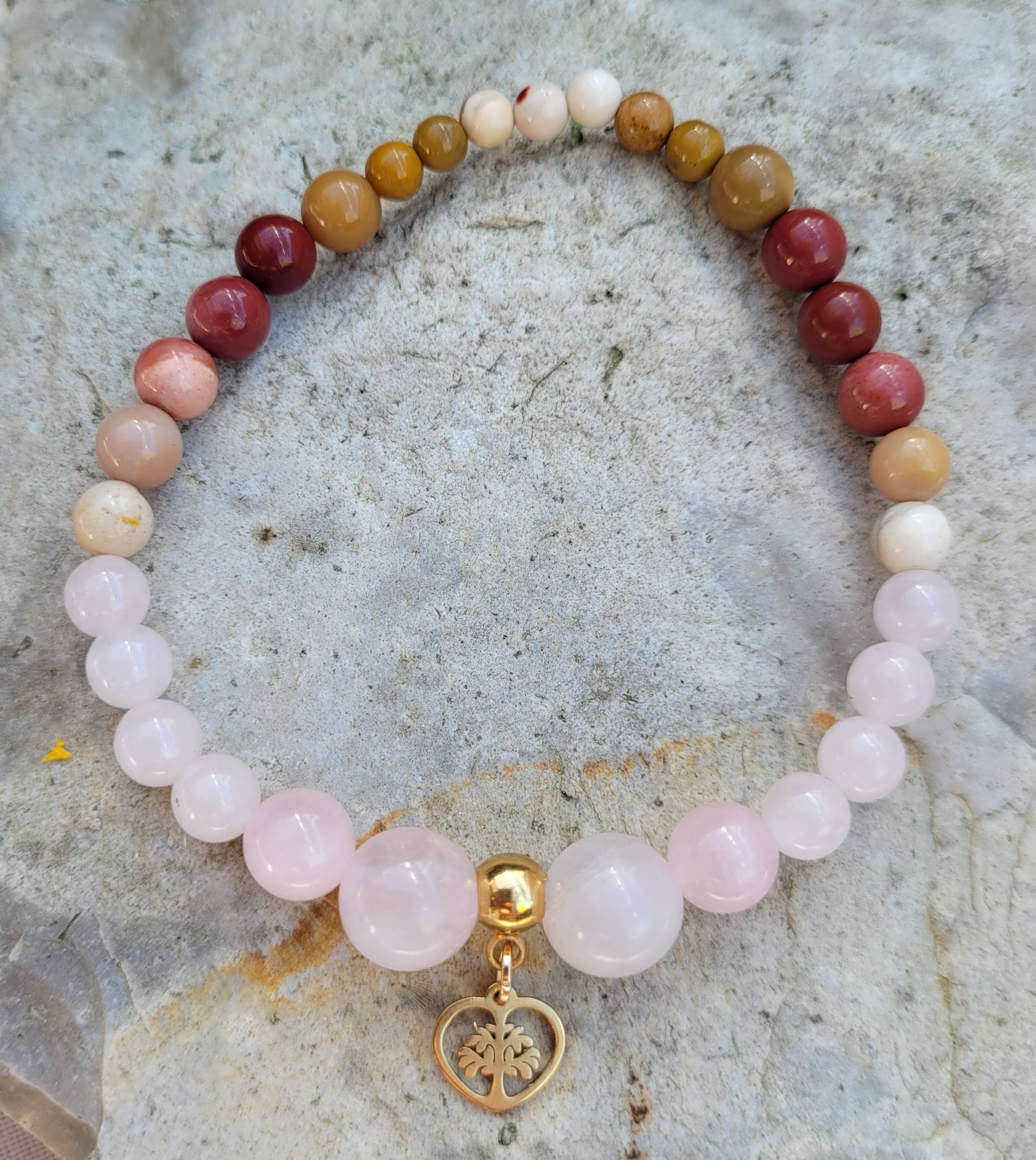 Quartz rose et Jaspe Mookaite