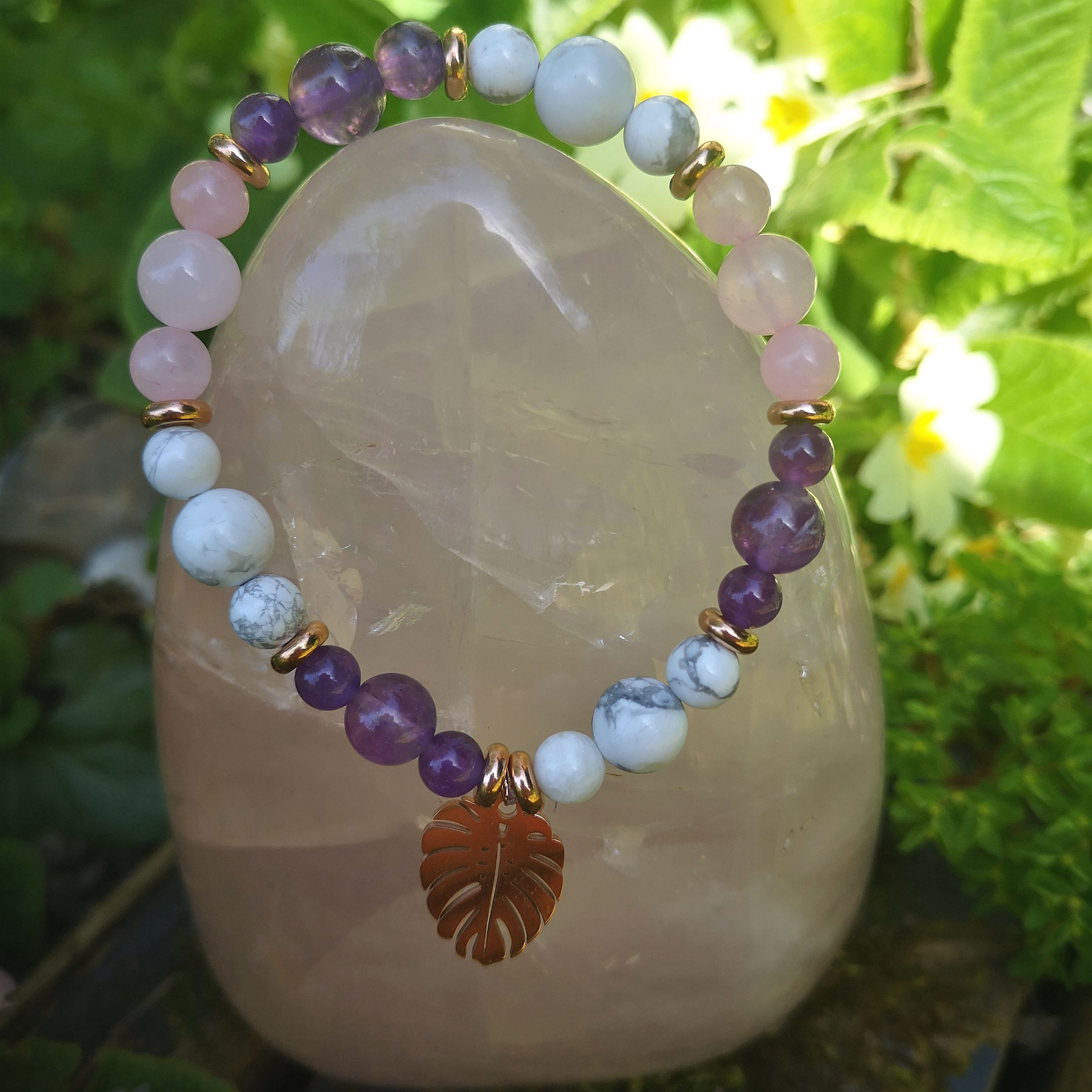 Howlite, Quartz Rose et Améthyste